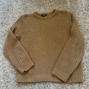 EXPRESS Crewneck Sweater Knit in Camel